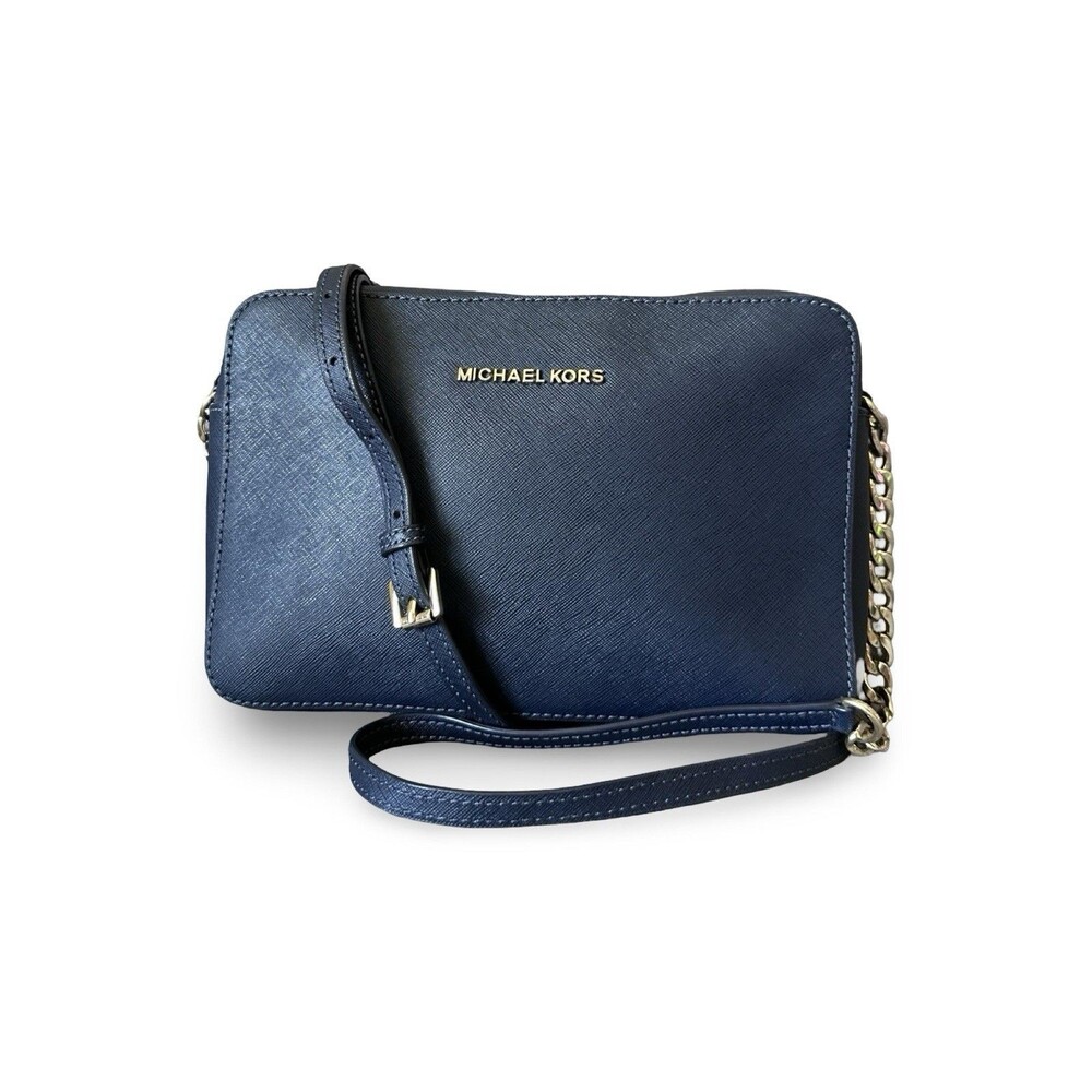 MICHAEL Michael Kors Dark Blue Leather Jet Set Camera Crossbody Bag